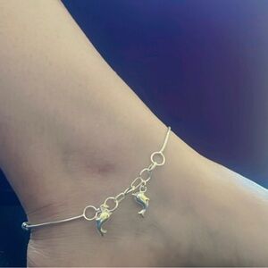 925 Silver Dolphin Charm Adjustable Anklet